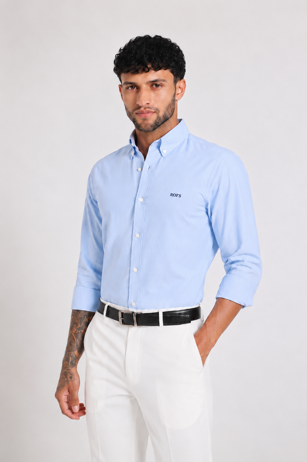 Sky Draper Blue Oxford Shirt Men