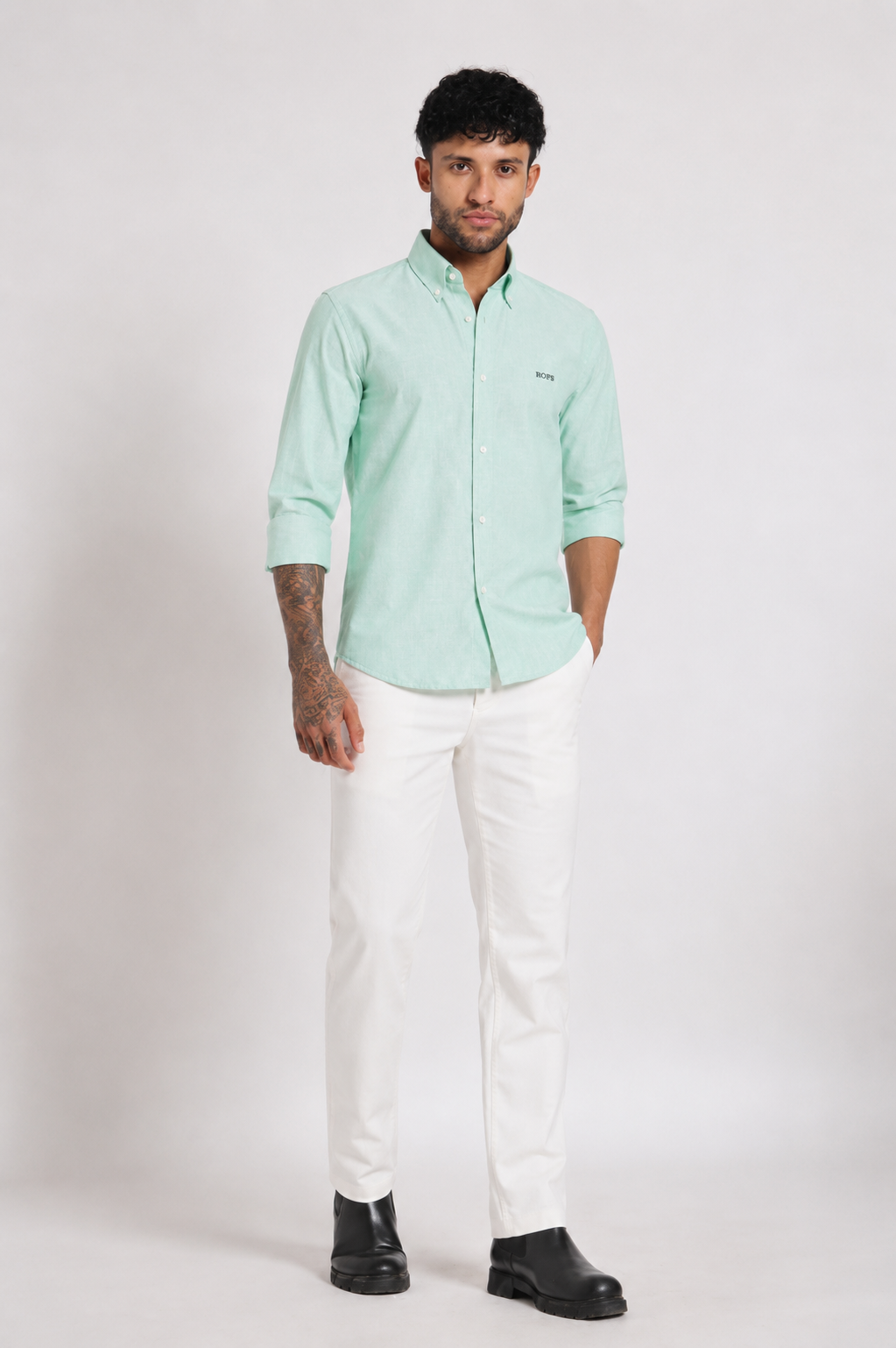 Cool Green Oxford Shirt Men