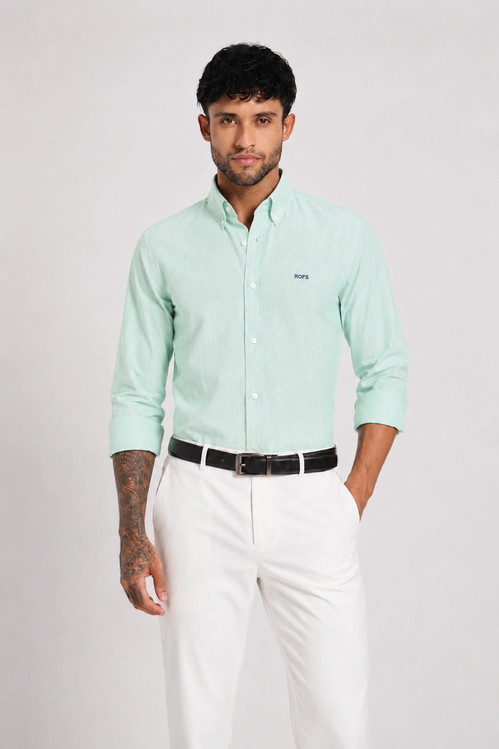 Cool Green Oxford Shirt Men