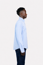 Pure Cotton Blue  Striped Men Casual Shirt