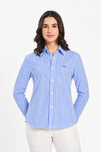Blue Stripe Cotton Women Shirt