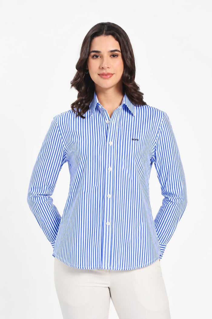 Blue Stripe Cotton Women Shirt