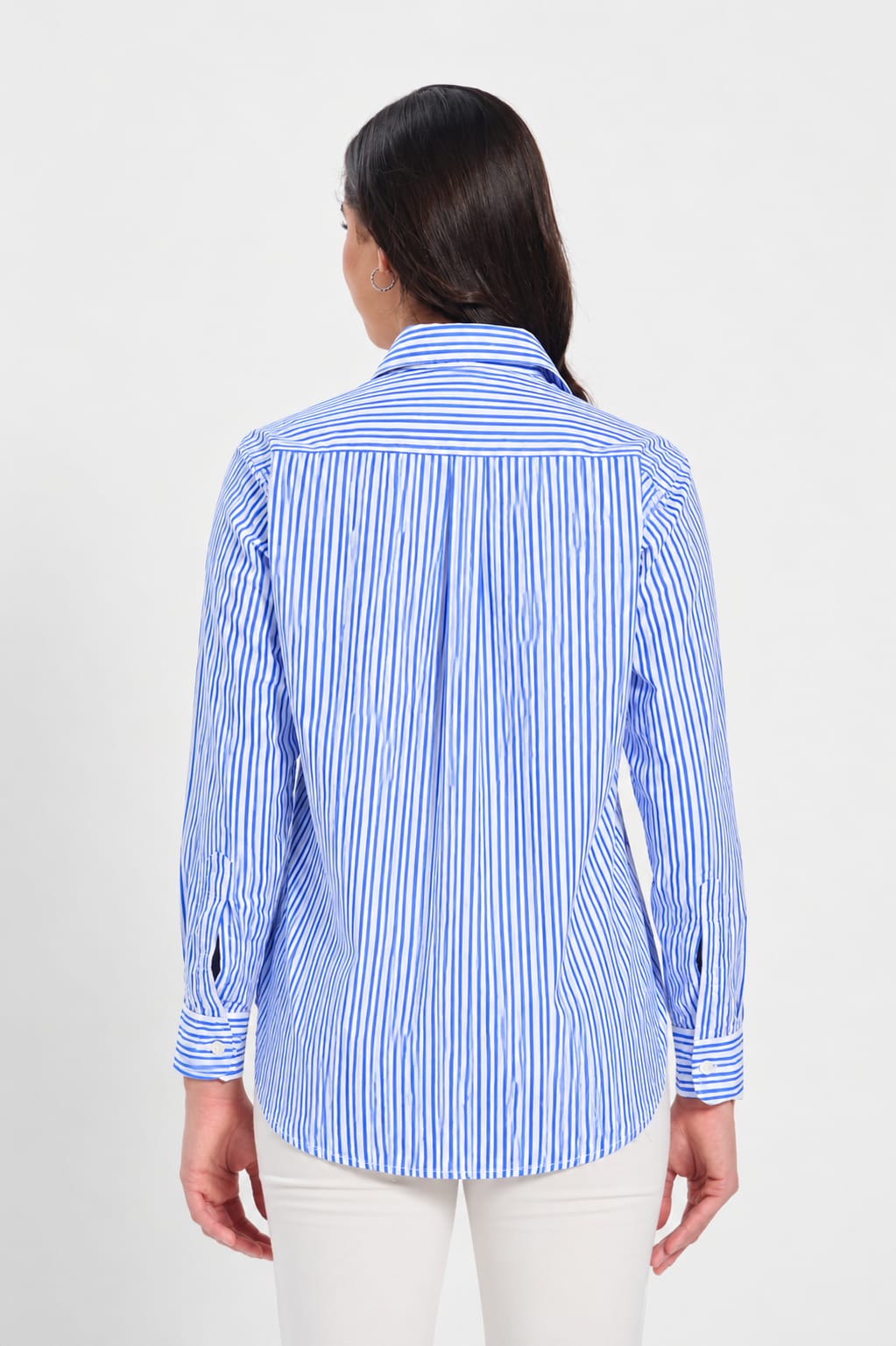 Blue Stripe Cotton Women Shirt