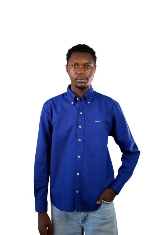 Royal blue oxford men shirt