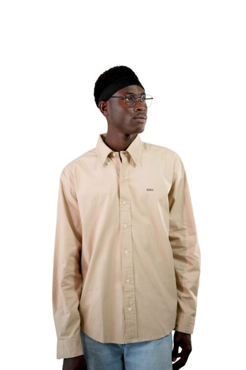 Light camel oxford men shirt